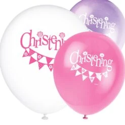 Christening Pink Party Latex Balloons (x8)