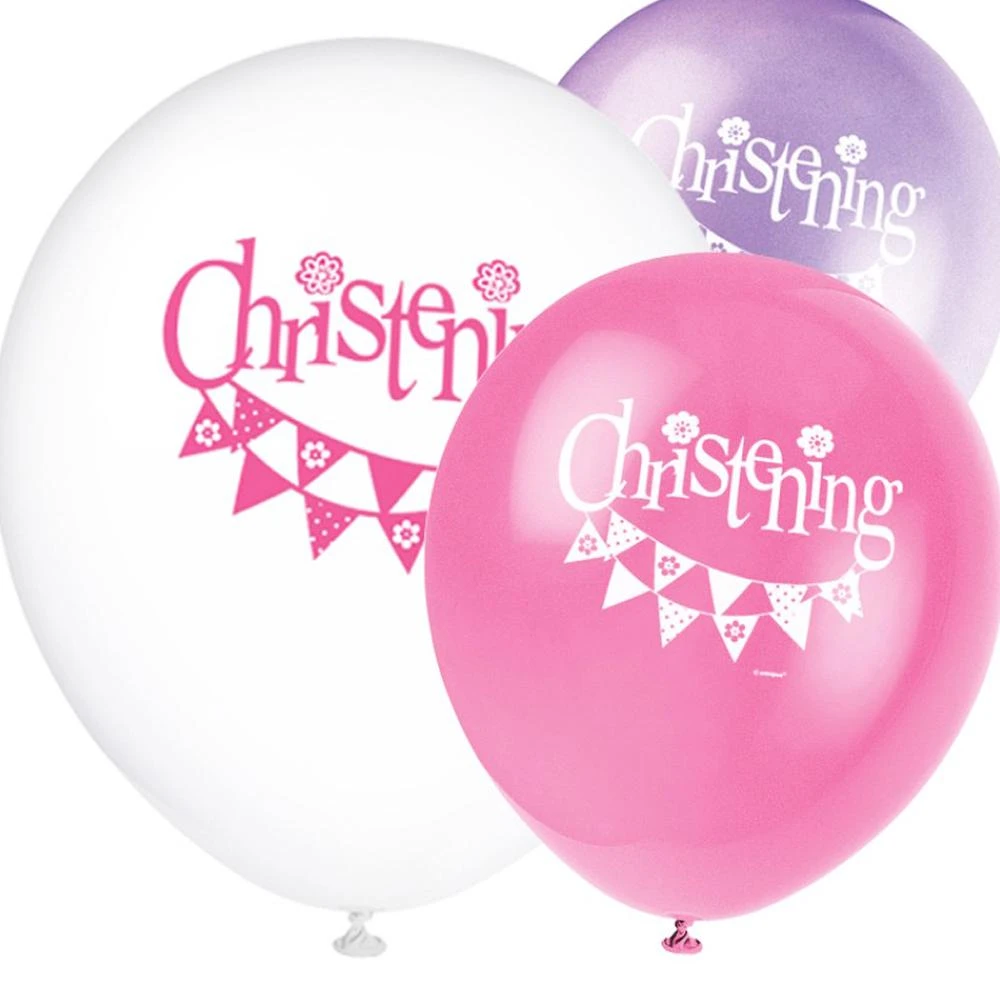 Christening Pink Party Latex Balloons (x8) 1 Christening Pink Party Latex Balloons (x8)