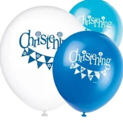 Christening Blue Party Latex Balloons (x8)