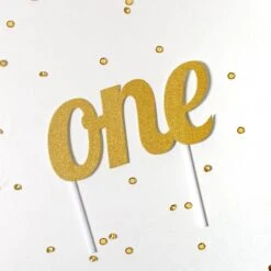Glitter One Cake Topper - Gold