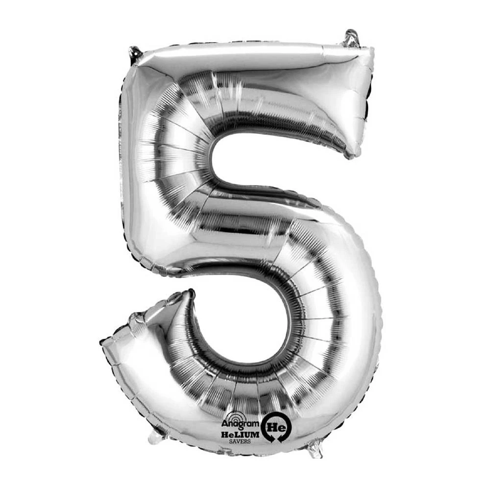 Air-Fill Silver 16" Number Party Balloon 5 1 Air-Fill Silver 16" Number Party Balloon 5
