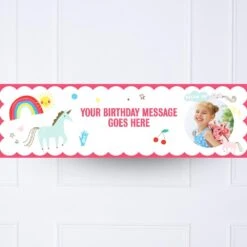 Unicorn & Rainbow Personalised Party Banner