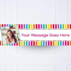 Rainbow Stripe Multi Dots Personalised Party Banner
