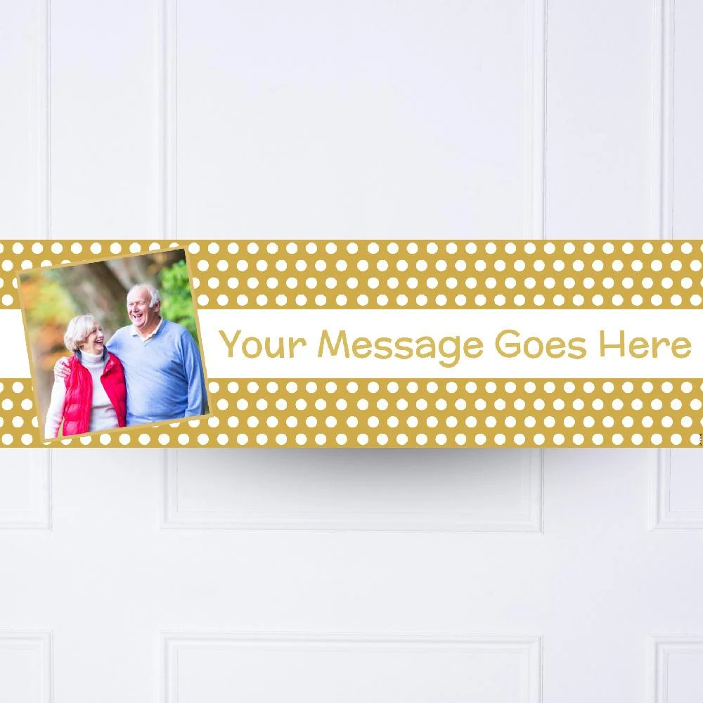 Gold Polka Personalised Party Banner 1 Gold Polka Personalised Party Banner