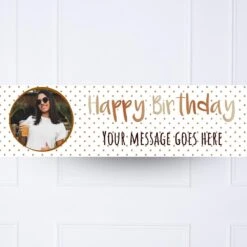 Rose Gold Dots Birthday Personalised Party Banner