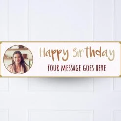 Pink Stripe Birthday Personalised Party Banner