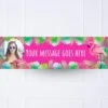 Pink Palm Leaf Flamingo Personalised Party Banner