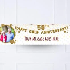 50th Golden Anniversary Personalised Party Banner