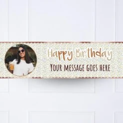 Rose Gold Floral Birthday Personalised Party Banner