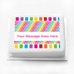 Personalised Photo Cake - Rainbow Stripe Dots -Decorations Party Shop 31581 Personalised Photo Cake Rainbow Stripe Dots a