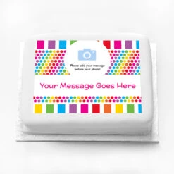 Personalised Photo Cake - Rainbow Stripe Dots