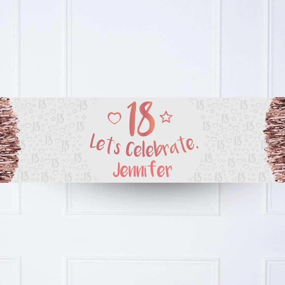Rose Gold 18th Personalised Party Banner 2 Rose Gold 18th Personalised Party Banner - Image 2