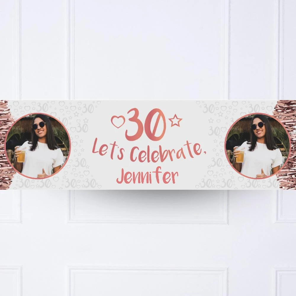 Rose Gold 30th Personalised Party Banner 2 Rose Gold 30th Personalised Party Banner - Image 2