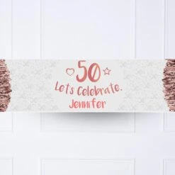 Rose Gold 50th Personalised Party Banner