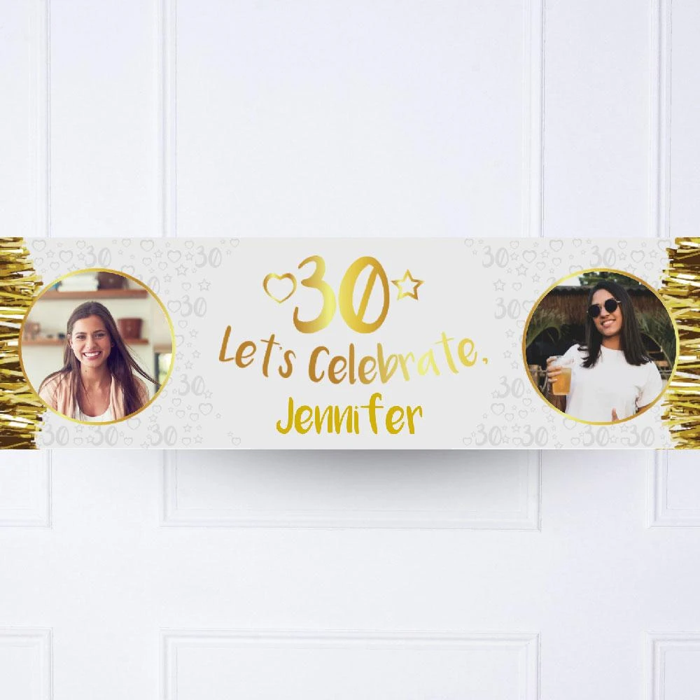 Gold 30th Personalised Party Banner 2 Gold 30th Personalised Party Banner - Image 2