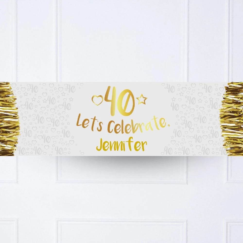 Gold 40th Personalised Party Banner 1 Gold 40th Personalised Party Banner