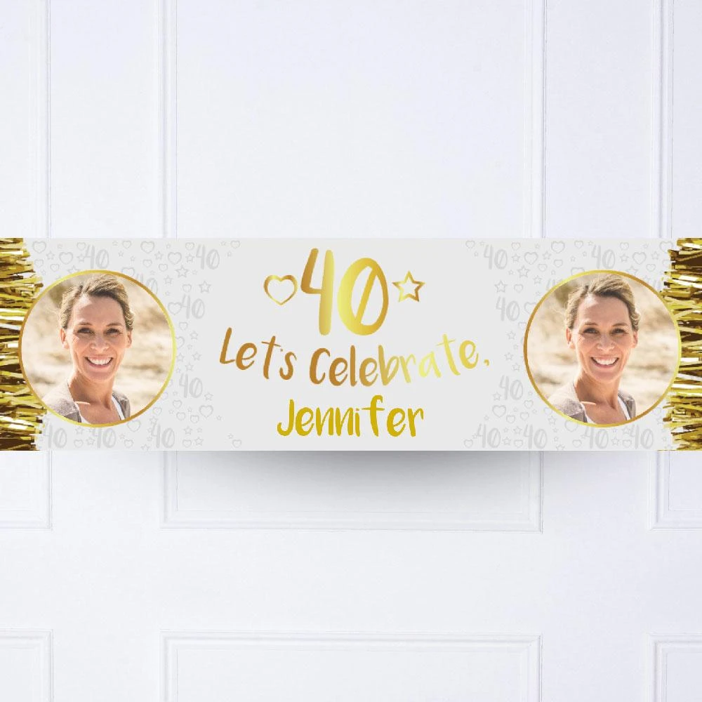 Gold 40th Personalised Party Banner 2 Gold 40th Personalised Party Banner - Image 2