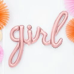 GIRL Air Filled Foil Phrase Balloon Bunting Rose Gold