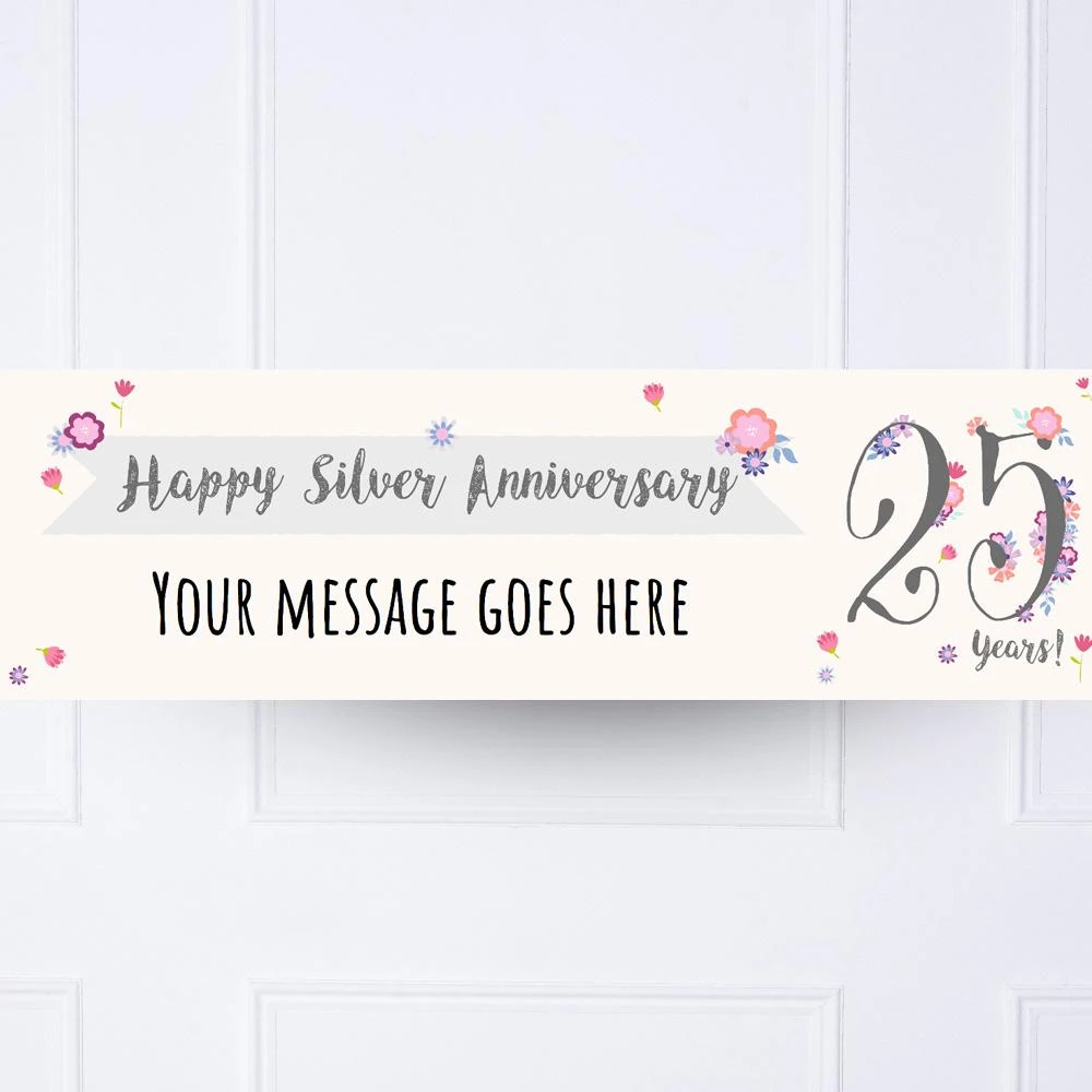 Silver Anniversary Personalised Party Banner 2 Silver Anniversary Personalised Party Banner - Image 2