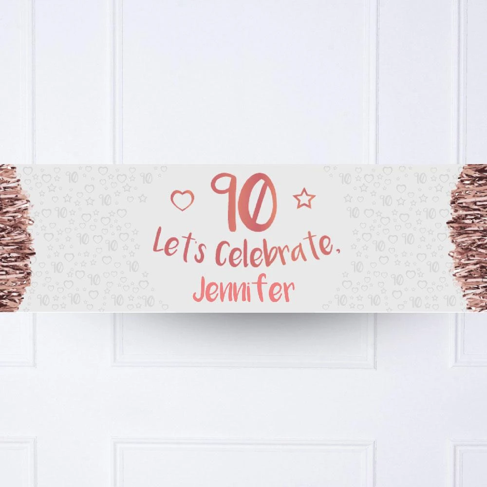 Rose Gold 90th Personalised Party Banner 1 Rose Gold 90th Personalised Party Banner