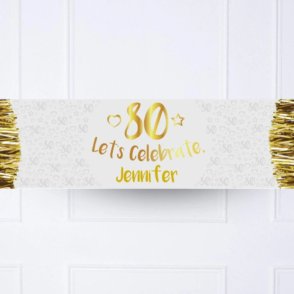 Gold 80th Personalised Party Banner 1 Gold 80th Personalised Party Banner