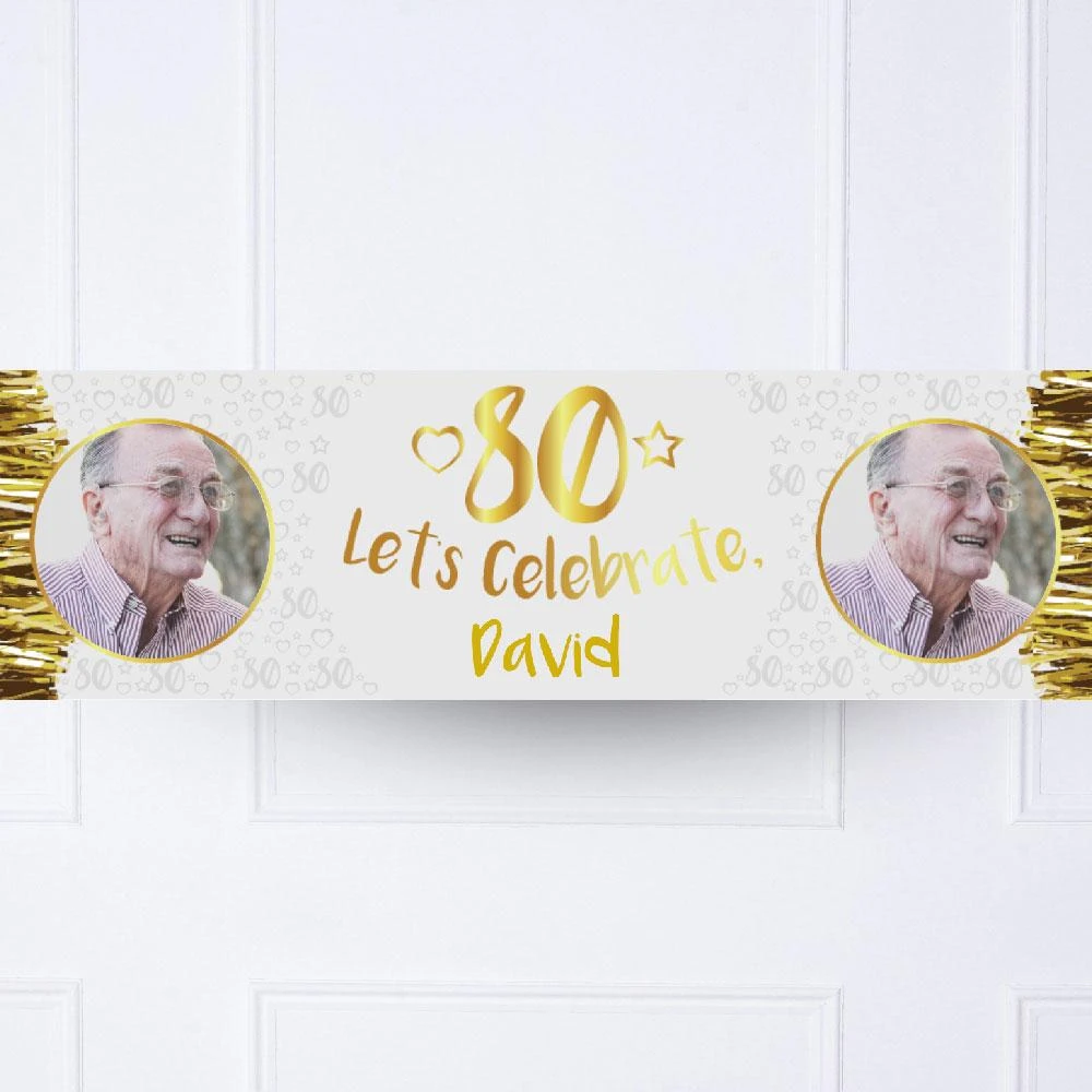 Gold 80th Personalised Party Banner 2 Gold 80th Personalised Party Banner - Image 2