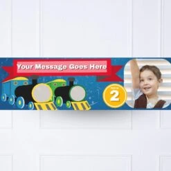 Steam Train Personalised Party Banner
