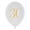 MILESTONE 30th Birthday White & Gold Sparkle Latex Balloon (x8)