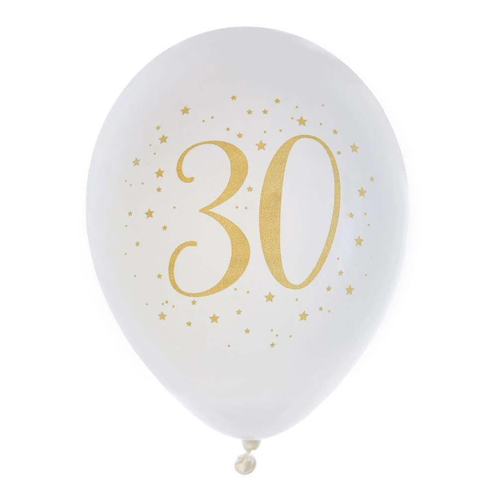 MILESTONE 30th Birthday White & Gold Sparkle Latex Balloon (x8) 1 MILESTONE 30th Birthday White & Gold Sparkle Latex Balloon (x8)