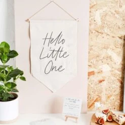 Hello Little One Canvas Sign & Note Cards (x20)