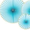 Decorative Party Fans - Light Blue (x3)