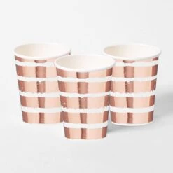 Rose Gold Striped Paper Cups (x10)