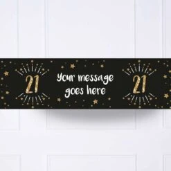 Black & Gold 21st Birthday Personalised Party Banner