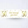 White & Gold 50th Personalised Party Banner