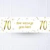 White & Gold 70th Personalised Party Banner