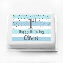 Personalised Photo Cake - Silver & Blue 1st Birthday Celebration 5 Personalised Photo Cake - Silver & Blue 1st Birthday Celebration -Decorations Party Shop 35155 Personalised Photo Cake Silver Blue 1st Birthday Celebration a