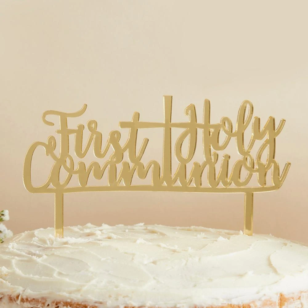 Gold Acrylic 'First Holy Communion' Cake Topper 2 Gold Acrylic 'First Holy Communion' Cake Topper - Image 2