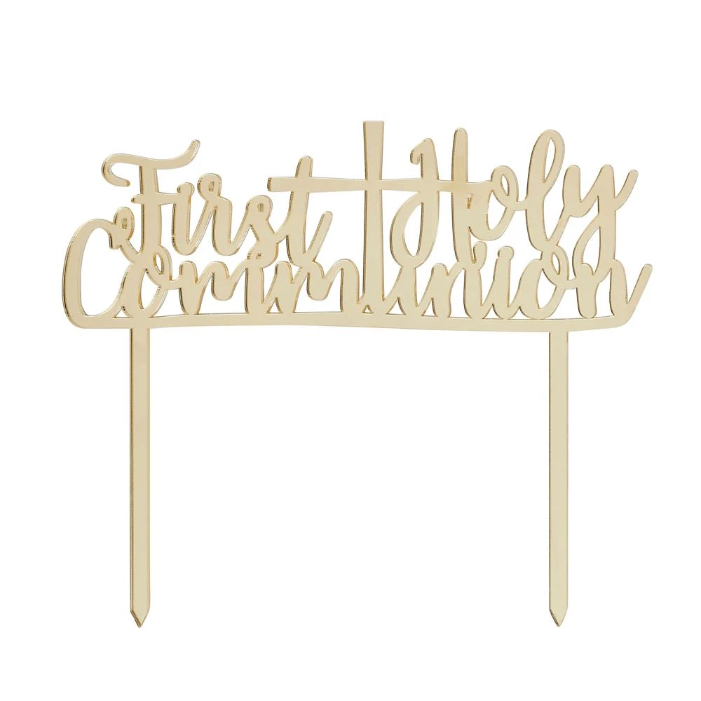 Gold Acrylic 'First Holy Communion' Cake Topper 3 Gold Acrylic 'First Holy Communion' Cake Topper - Image 3