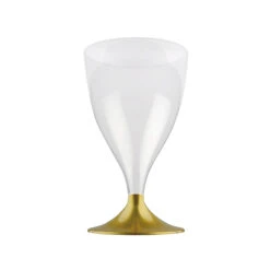 Reusable Plastic Wine Glass Gold (x10)
