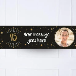 Black & Gold Any Age Personalised Party Banner