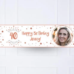 White & Rose Gold Any Age Personalised Party Banner -Decorations Party Shop 36535 White RoseGoldAnyAgePersonalisedPartyBanner40