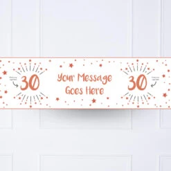 White & Rose Gold Any Age Personalised Party Banner -Decorations Party Shop 36535 White RoseGoldAnyAgePersonalisedPartyBannerno