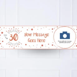 White & Rose Gold Any Age Personalised Party Banner -Decorations Party Shop 36535 White RoseGoldAnyAgePersonalisedPartyBanneryes