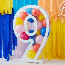 Balloon Mosaic Number Stand 9 -Decorations Party Shop 36604 BrightNumber9BalloonFrameKit