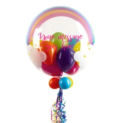 Personalised Bubble Balloon In A Box - Rainbow Clouds -Decorations Party Shop 36740 Personalised Bubble Balloon in a Box Rainbow Clouds NEW 6