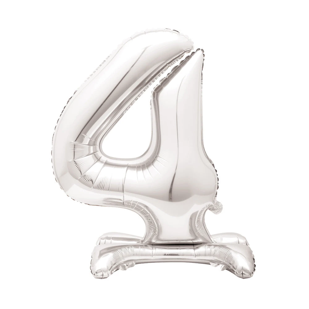 Silver Standing Number Balloon - 4 1 Silver Standing Number Balloon - 4