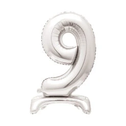 Silver Standing Number Balloon - 9