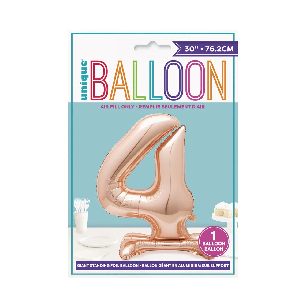 Rose Gold Standing Number Balloon - 4 2 Rose Gold Standing Number Balloon - 4 - Image 2