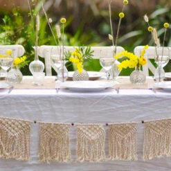 Boho Cream Cotton Macrame Garland -Decorations Party Shop 37047CreamMacrameBunting 5