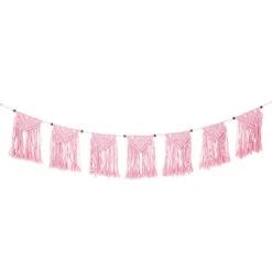 Boho Pink Cotton Macrame Garland -Decorations Party Shop 37048PinkMacrameBunting